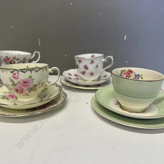 Vintage Trios x 4 Including Royal Albert Etc