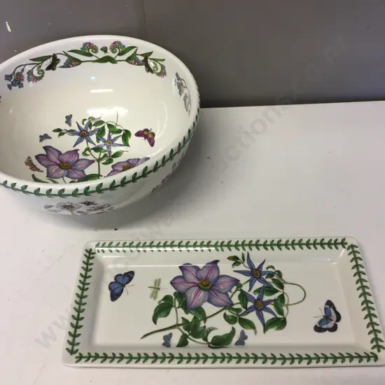 Vintage Portmeirion Botanic Bowl Clematis Florida Virgins Bower & Sandwich Plate