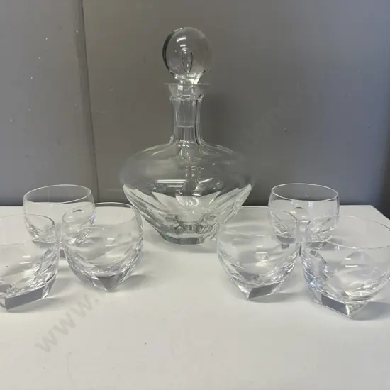 Japanese 'Hoya' Crystal Decanter & Six Tumblers