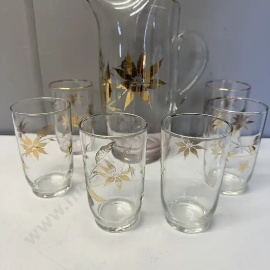 Vintage Gold Plated & Vine Detailed Jug & Tumbler Set