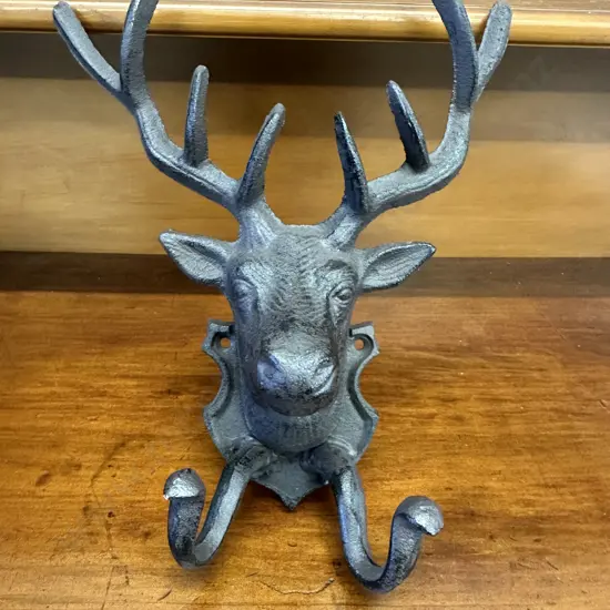 Rustic Cast Iron Stag Hooks Wall Mounted Deer Antlers