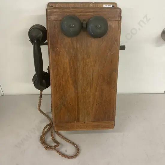Antique GEC Hand Crank Oak Cased Wall Telephone