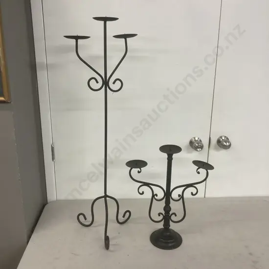 Black 3 Candle Candlesticks. 42 & 90cm
