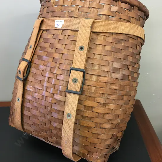 Vintage Hand Woven American Back Pack Trappers Basket