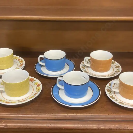 Mikasa Mediterrania Duos x 6 - Deep Blue, Orange Cups & Anita Saucers, Empire Gold Cups & 3 x Judy Sue Saucers