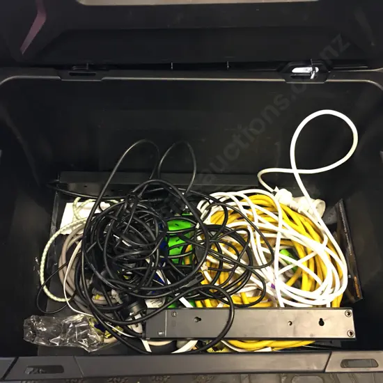 Black Bin Of Of Power Boards, Extention Leads Etc