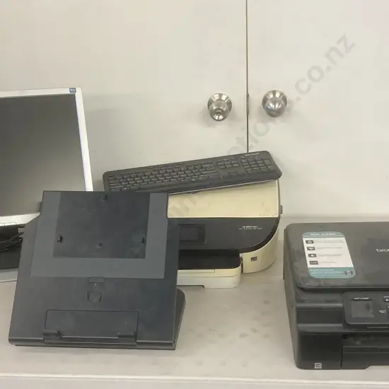 HP Adjustable Notebook Stand PA508A, L2045W Monitor, Brother MFC, Keyboard Etc (Not Saleable - Dumped)
