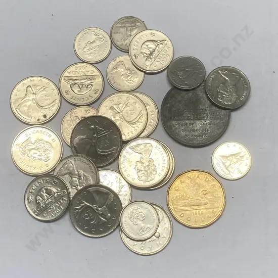 Canada 1990 One Dollar LOONIE Coin & Assorted Canadian Coins(sold with -05)