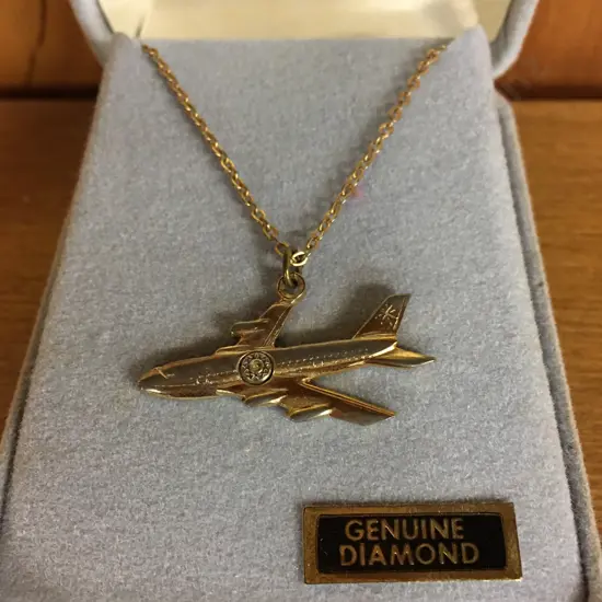 Airplane Pendant Necklace With Clear Stone