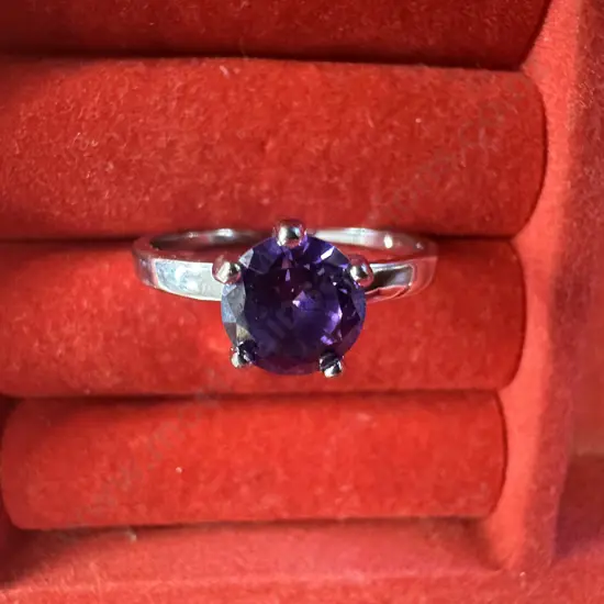 Sterling Silver Ring Stamped 925 With Purple Gem Stone