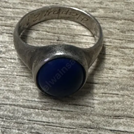 Sterling Silver Ring With Oval Blue Stone 