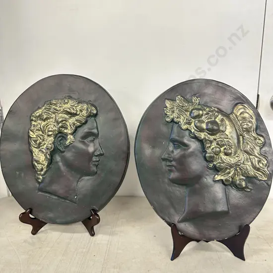 Pair Of Vintage Art Nouveau Wall Plaques H40,W32cm.