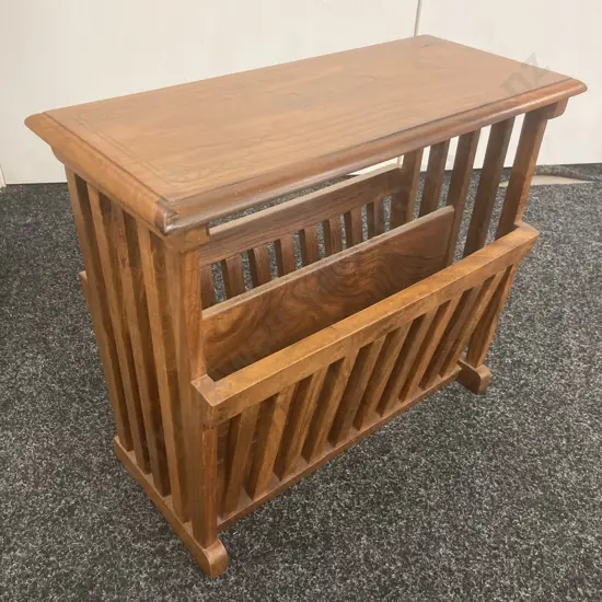 Mahogany With Brass Inlaid Side / Paper & Magazine Table. H43 W50.5 D23.5cm
