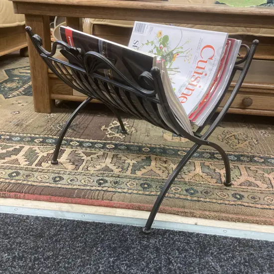 Decorative Folding Black Magazine Rack & Assorted Magazines - MindFood, House & Garden, Entertaining Etc
