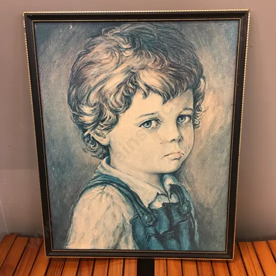 Vintage Framed Artwork 'The Crying Boy' H54,W44.