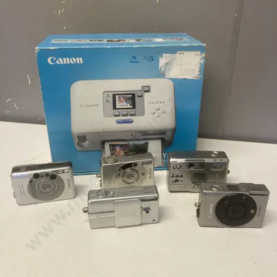 Five Canon Digital Cameras (IXUS & ELPH Bodies Only) With Canon SELPHY CP720 Compact Photo Printer