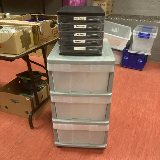 Plastic Mobile 3 Drawer Storage & Small 5 Drawer Storage Unit