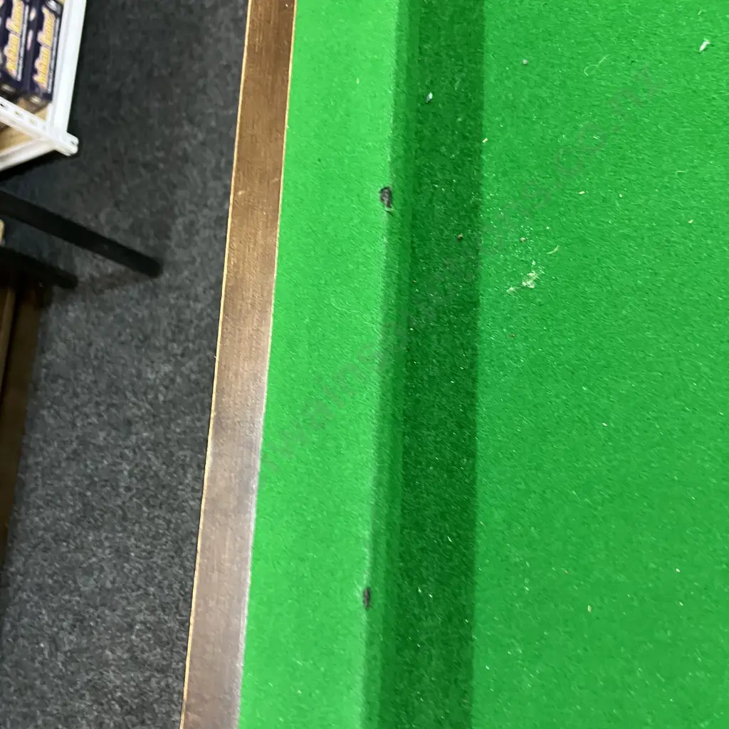 8ft Pool Table with Balls & Cues, Green Felt & Wood, Metal Legs (Felt Has Some Holes, 10 Red Snooker Balls Only) Image 1++