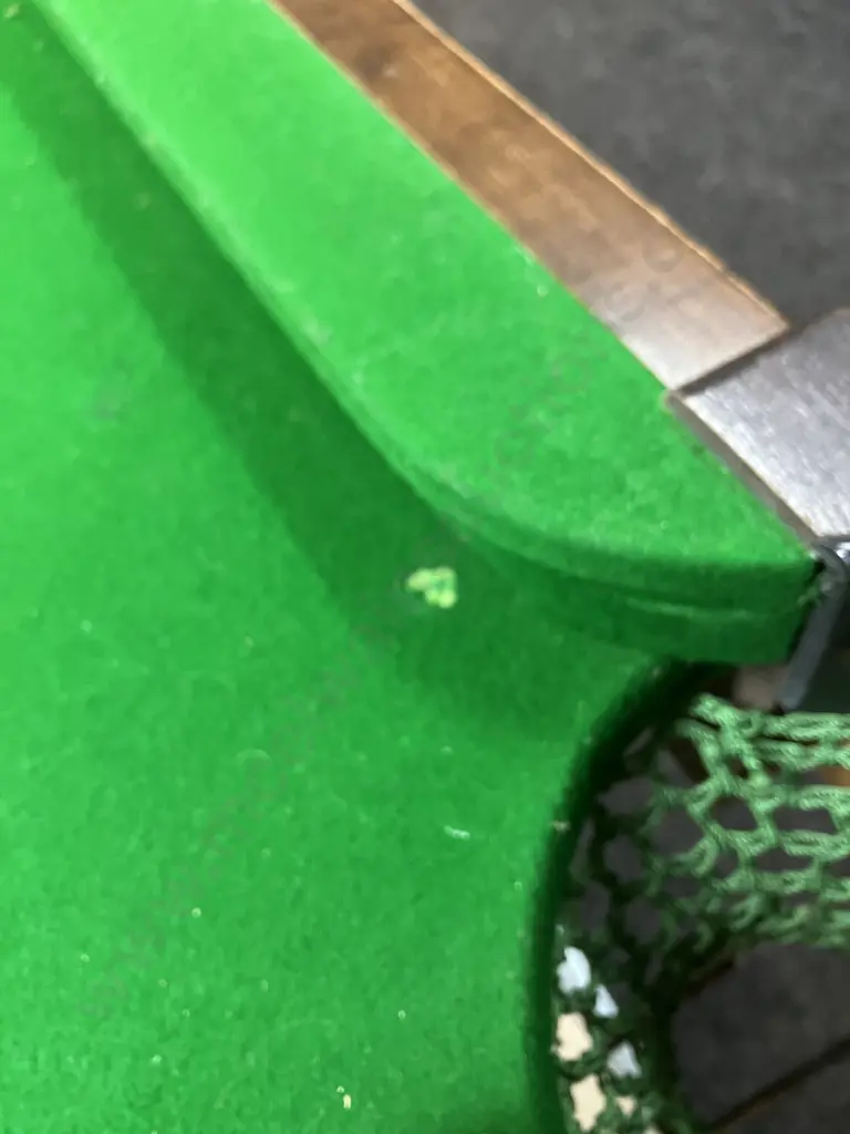 8ft Pool Table with Balls & Cues, Green Felt & Wood, Metal Legs (Felt Has Some Holes, 10 Red Snooker Balls Only) Image 1++