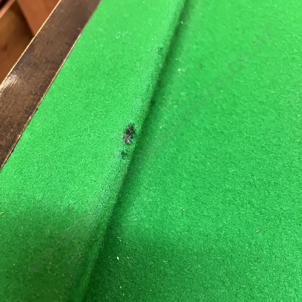 8ft Pool Table with Balls & Cues, Green Felt & Wood, Metal Legs (Felt Has Some Holes, 10 Red Snooker Balls Only) Image 1++