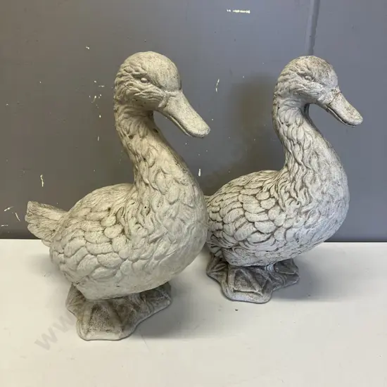 Pair of Vintage Concrete Ducks. H34cm (1 has been repaired)