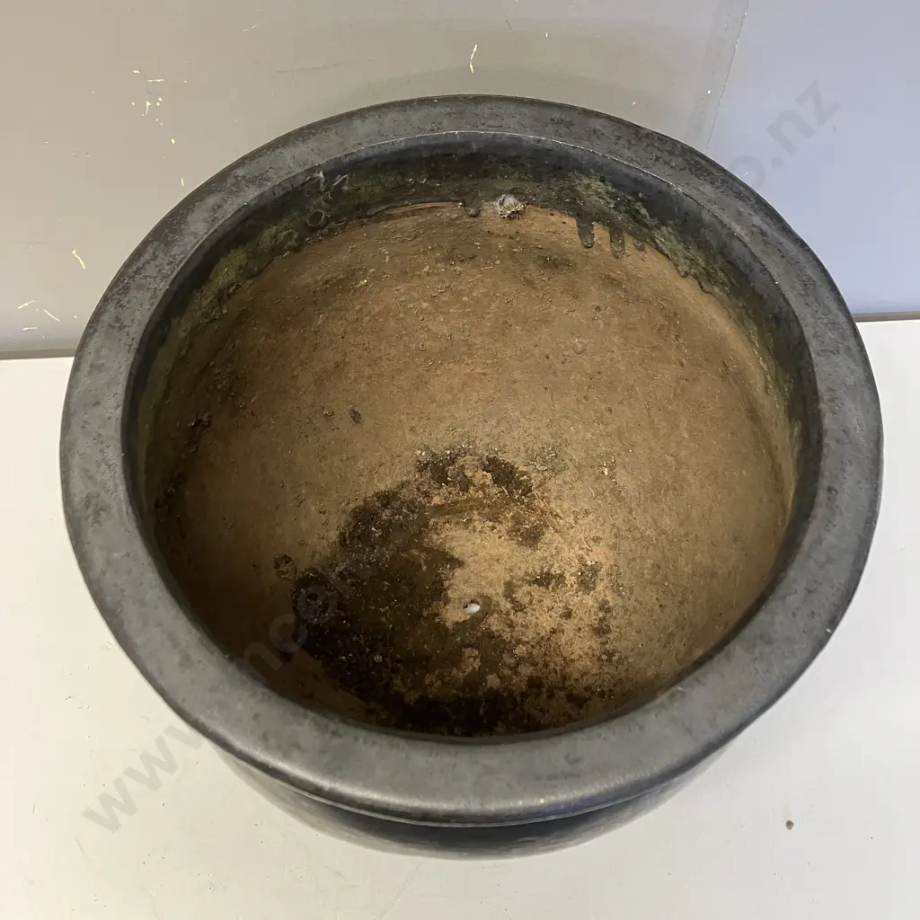 Black Glazed Terracotta Plant Pot. 32 x 37cm Image 1++
