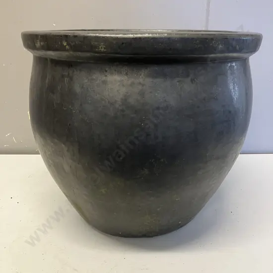 Black Glazed Terracotta Plant Pot. 32 x 37cm