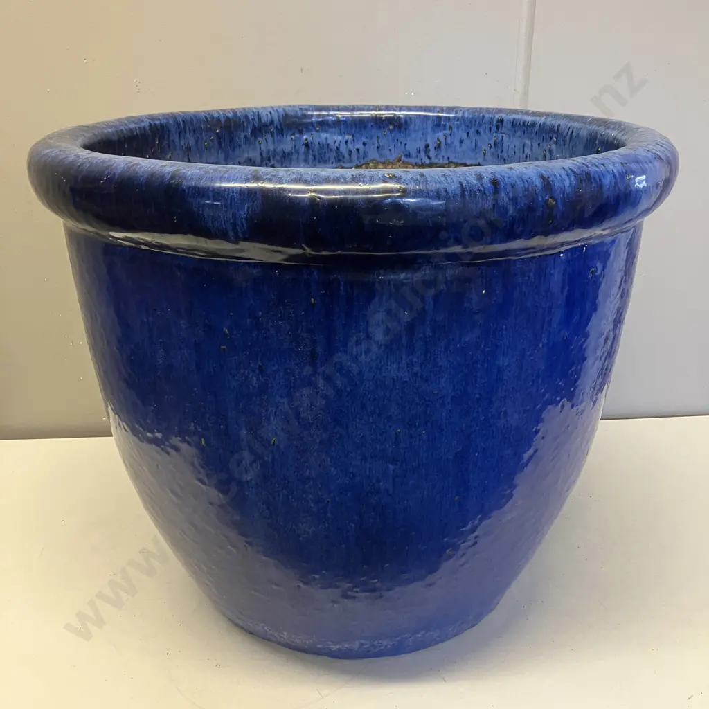 Blue & Black Speckle Glazed Planter. 41 x 49cm Image 1++