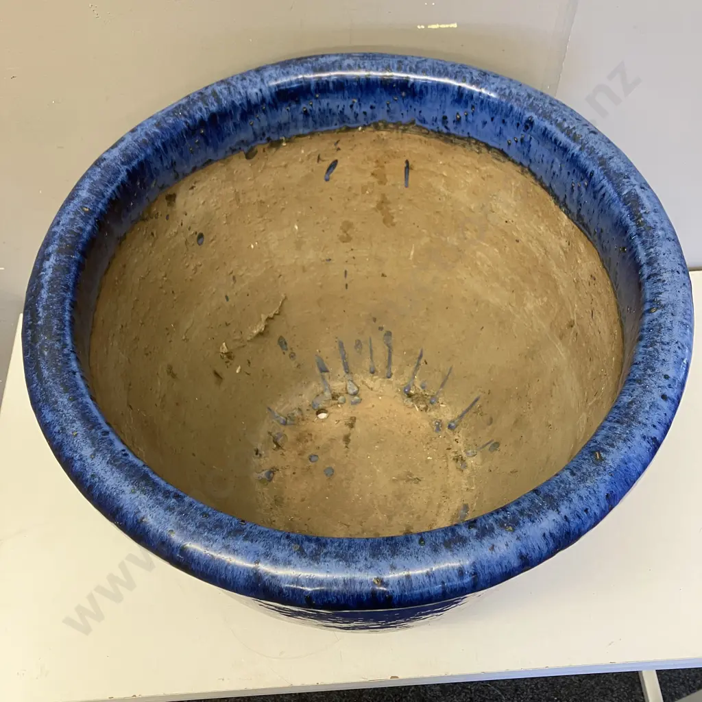 Blue & Black Speckle Glazed Planter. 41 x 49cm Image 1++