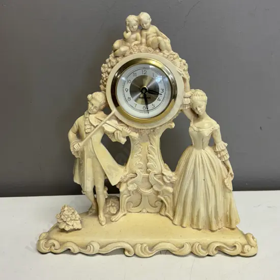 Marble Art, Wellington NZ mantel clock with Mercedes West German Clock mechanism. H24cm