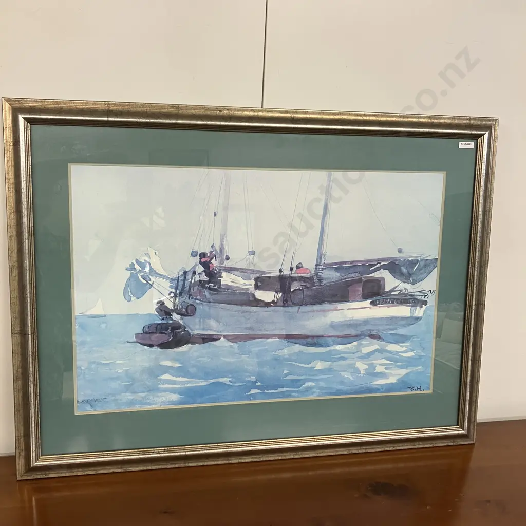 Vintage Winslow Homer Art Print "Taking On Wet Provisions" 67 x 91cm, Glazed Frame Image 1++