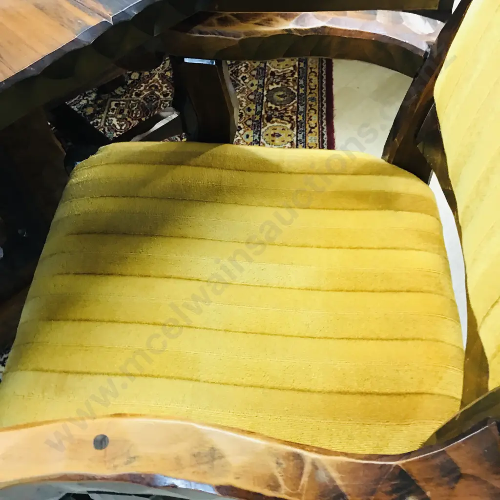 1970's Hand Carved Adzed Table & 6 Chairs Includes 2 Carvers. H71 W182 D89cm Image 1++