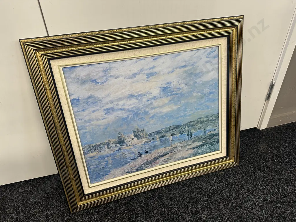 Gilt Framed Original Artwork Signed Canal Scene H57,W66cm. Image 1++