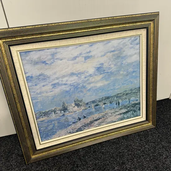 Gilt Framed Original Artwork Signed Canal Scene H57,W66cm.