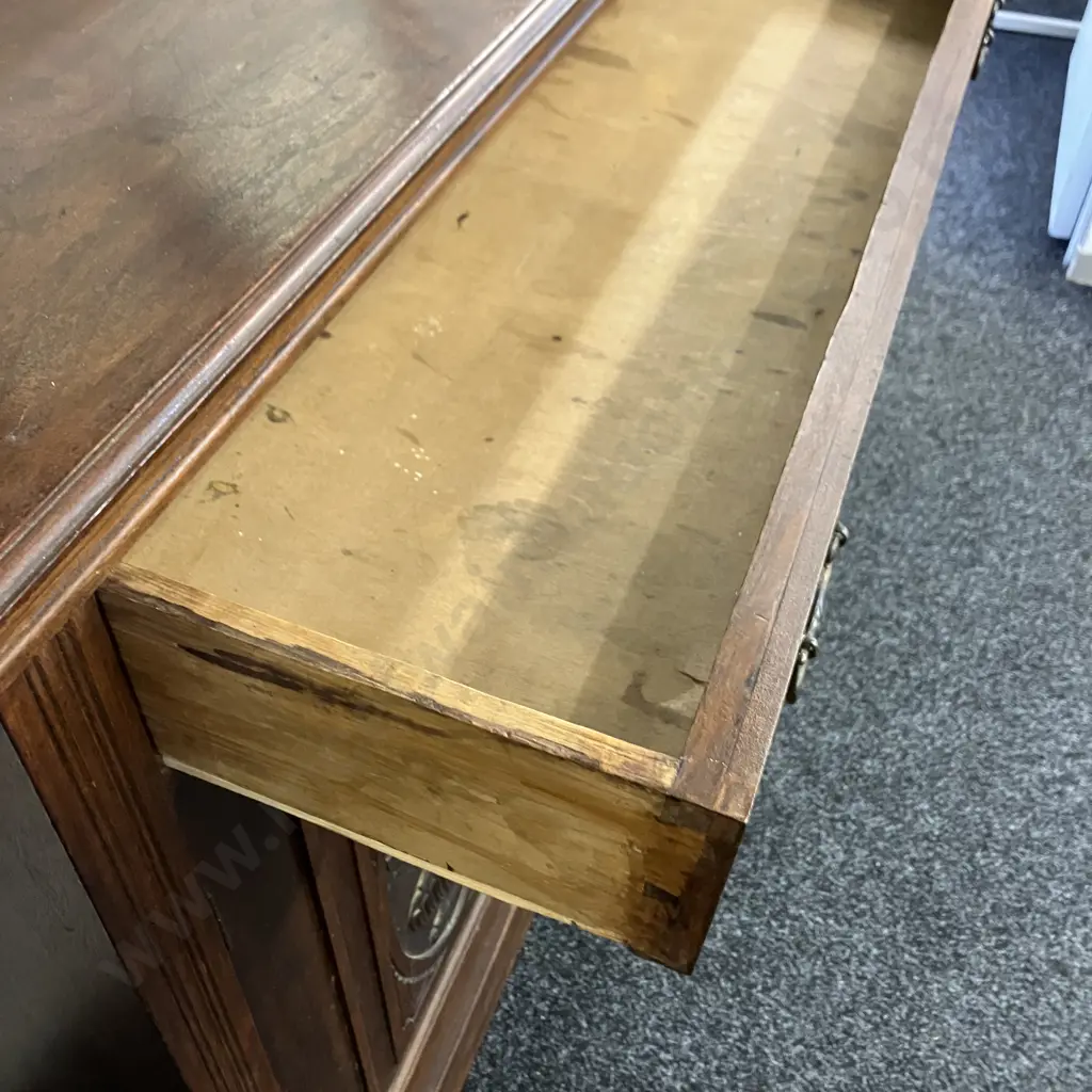 Victorian Mahogany Sideboard With Key. H89 W103 D37cm Image 1++