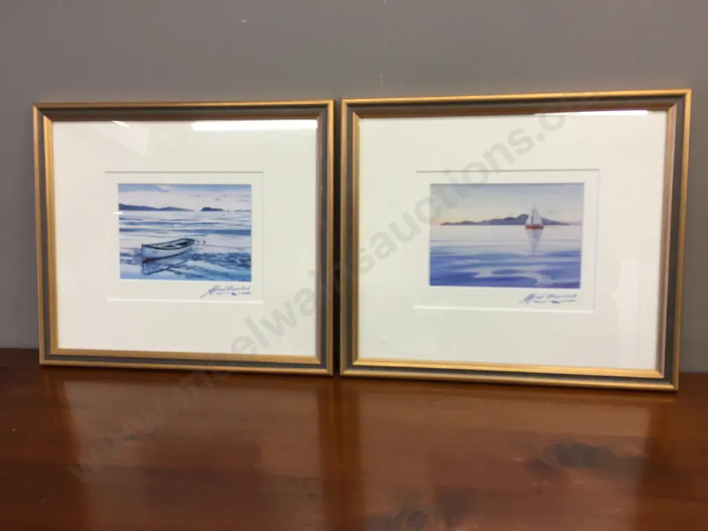 Pair of Framed Kapiti Scene Artworks Signed Alfred Memelink. 30 x 35cm Image 1++