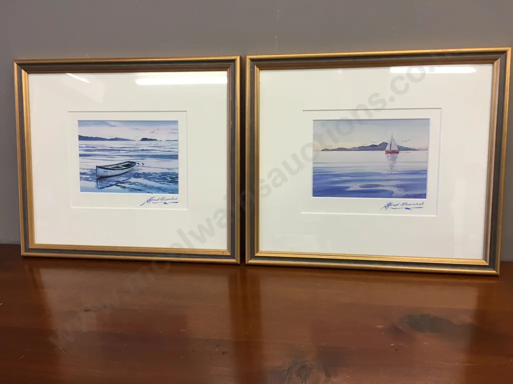 Pair of Framed Kapiti Scene Artworks Signed Alfred Memelink. 30 x 35cm Image 1++