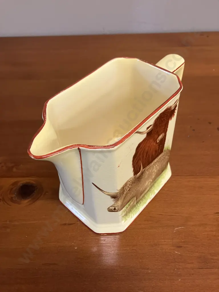A Grimwades Royal Winton Jug Oblong With Square Corners Tapering Inwards, Highland Cattle Transfer Either Side. H11.5cm Image 1++