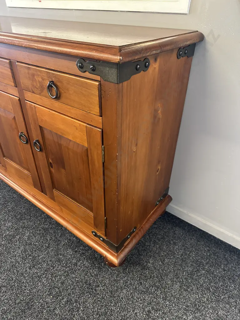 Nordic Buffet - 3 Door, 3 Drawer, Wrought Iron Brackets, Badges & Ring Handles. H96 W147 D51cm Image 1++