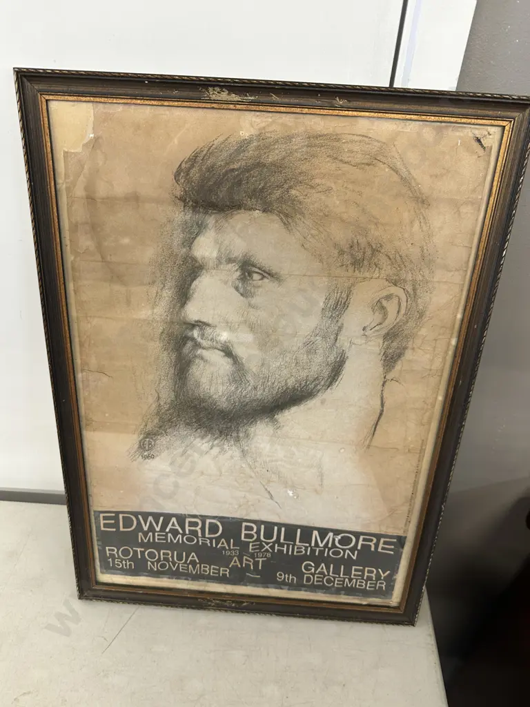 Framed Portrait Edward Bullmore Memorial Exhibition 1933-1978 H56,W40cm. Image 1++