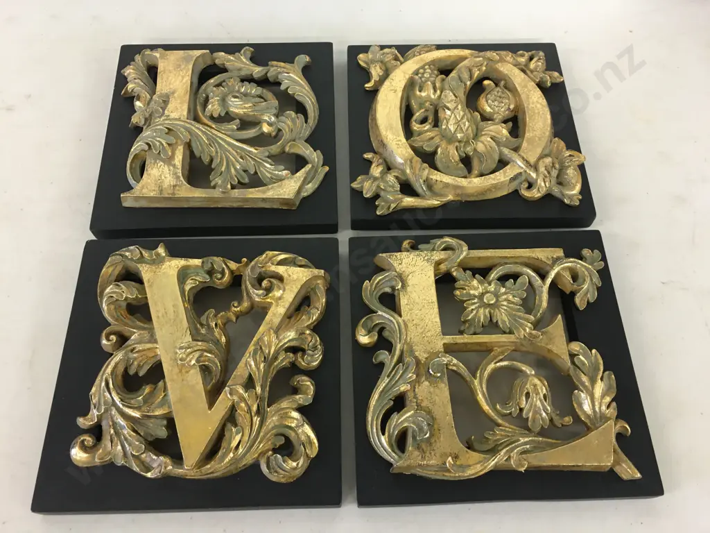 Ornate Gold Love Wall Plaques Image 1++