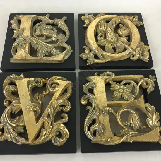 Ornate Gold Love Wall Plaques