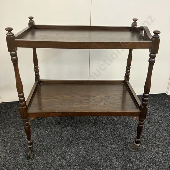 Vintage Oak 2 Tier Tea Trolley