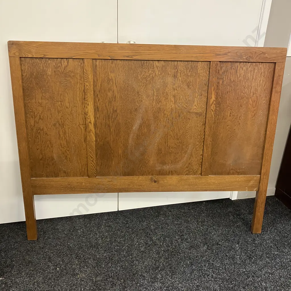 Art Deco Carved Oak Bed Ends With Steel Rails, Cabriole Legs. Headboard End Measures 109 x 140cm Image 1++