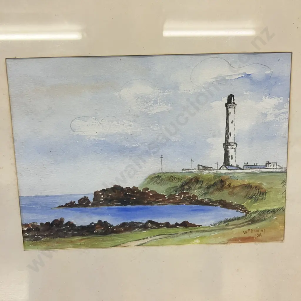 William Haining, Scotland (1889 - 1984) Pair of Coastal Scene 'Lighthouse' Watercolours, Signed & Dated 1935 & 1938 Image 1++