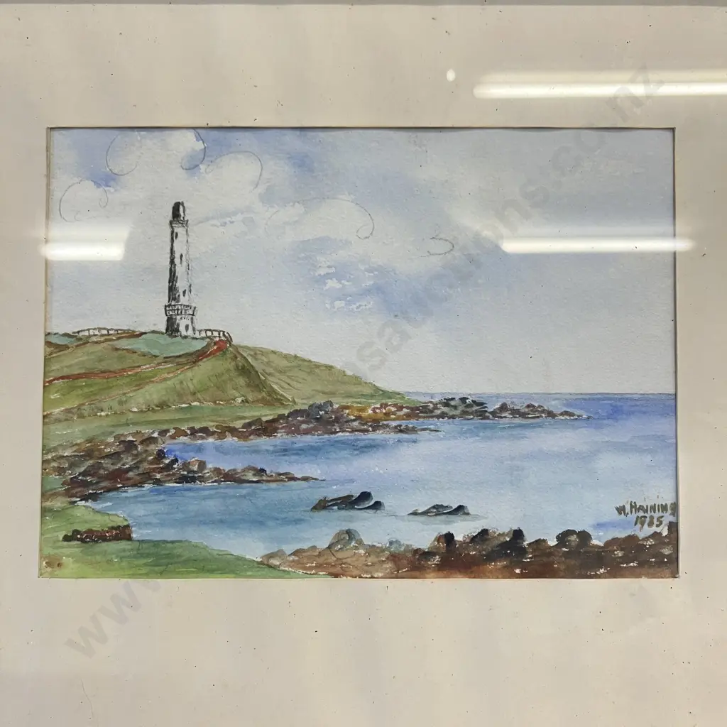 William Haining, Scotland (1889 - 1984) Pair of Coastal Scene 'Lighthouse' Watercolours, Signed & Dated 1935 & 1938 Image 1++