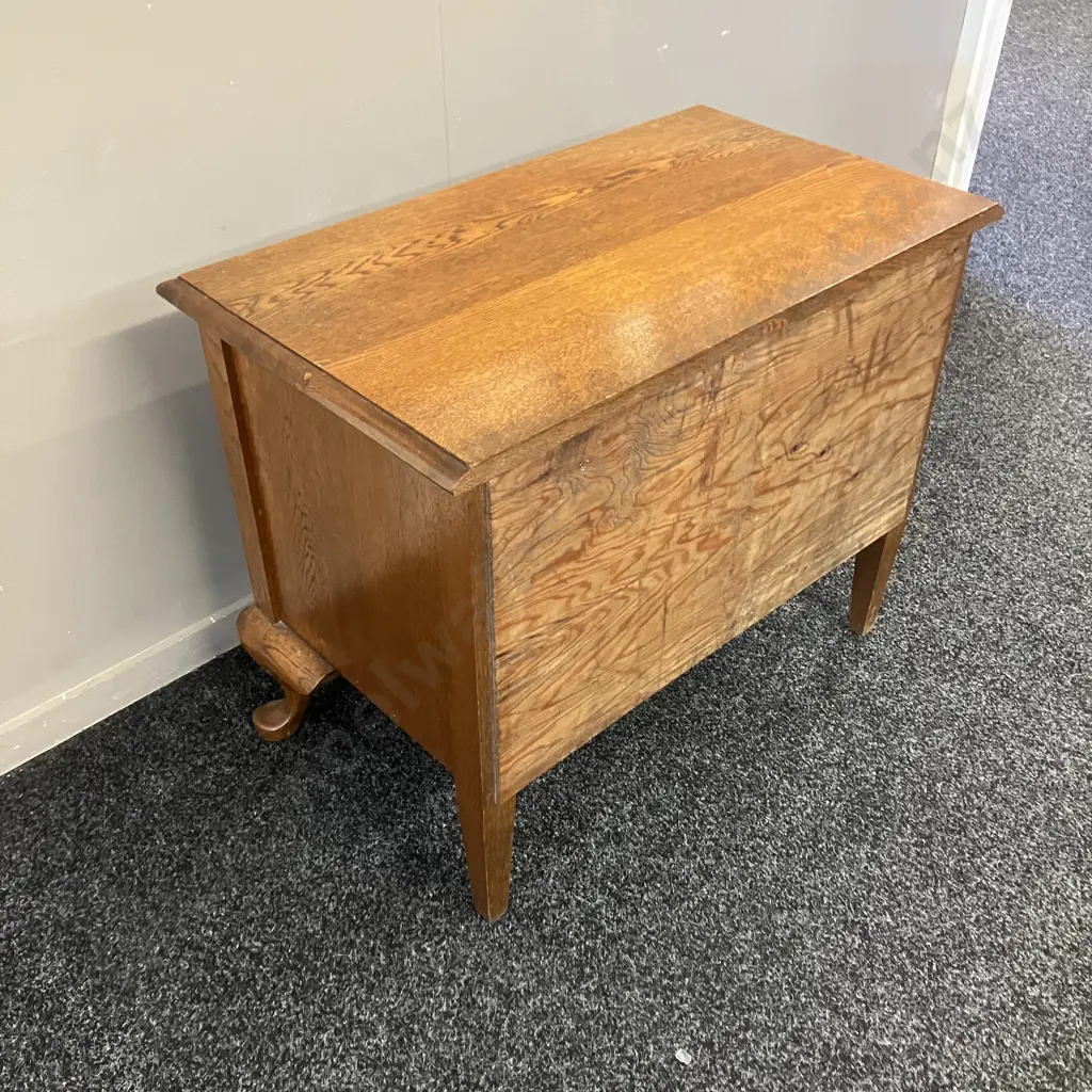 Art Deco Carved Oak 2 Door Cabinet, Cabriole Legs. H61 W76 D44cm Image 1++