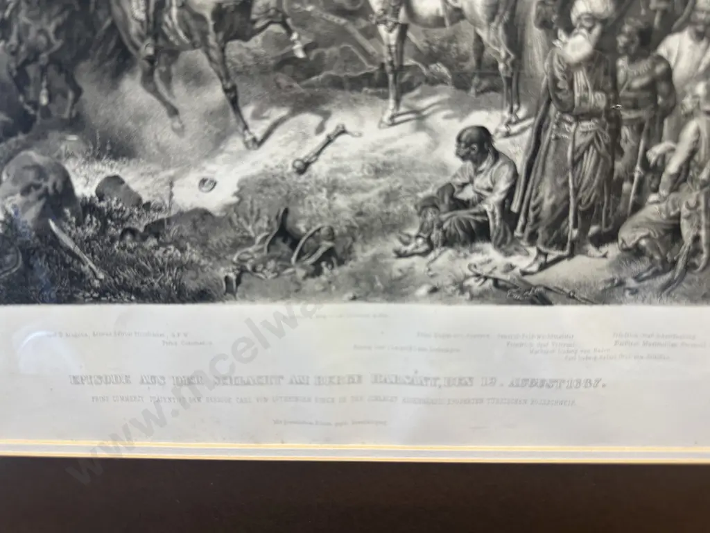 Vintage Framed Artwork Episode Aus Der Schlacht Am Berge Harsany, Den 12. August 1687 H49,W57cm. Image 1++
