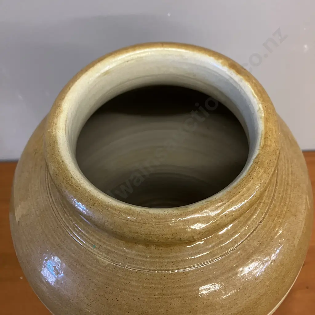 Large Vintage Glazed Stoneware Crock. H32cm Image 1++