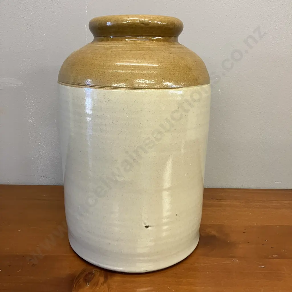 Large Vintage Glazed Stoneware Crock. H32cm Image 1++